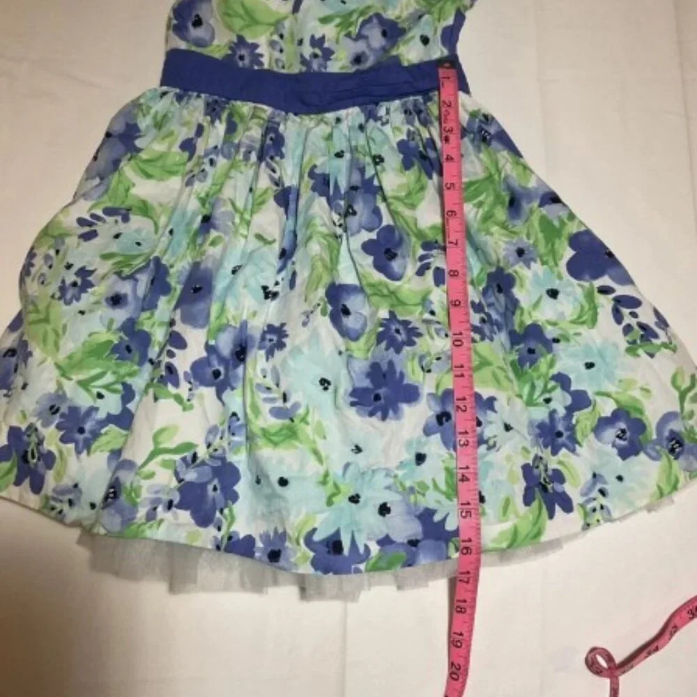 Dressed Up by Gymboree Girls 6 Blue Green Floral One Shoulder Dress Formal